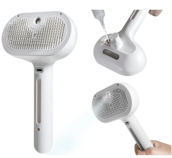 Pet hair spray brush for dogs and cats