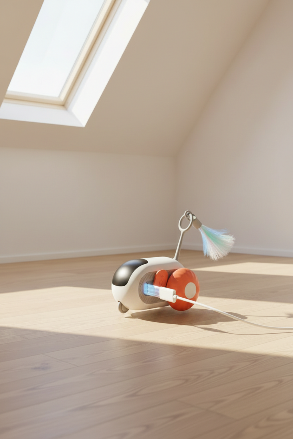 Smart toy car for cats, made of silicone, with USB charging.