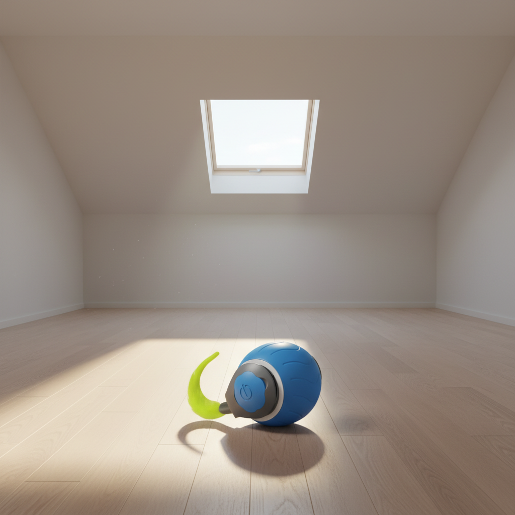 "Interactive indoor cat ball toy with automatic rolling motion"